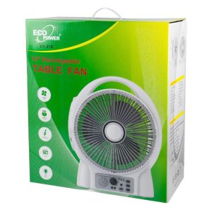 VENTILADOR RECARGABLE CON LUZ LED Y RADIO FM ECOPOWER