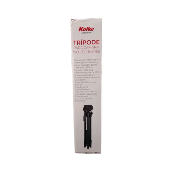 TRIPODE PARA CÁMARAS & CELULARES KOLKE 1.35M - Imagen 2