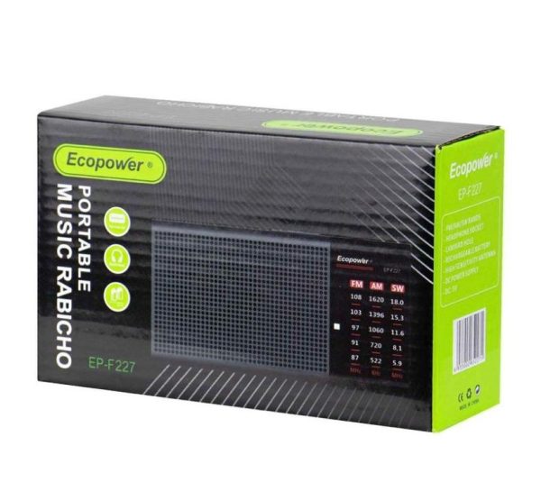 RADIO PORTÁTIL ECOPOWER AM FM SW RECARGABLE