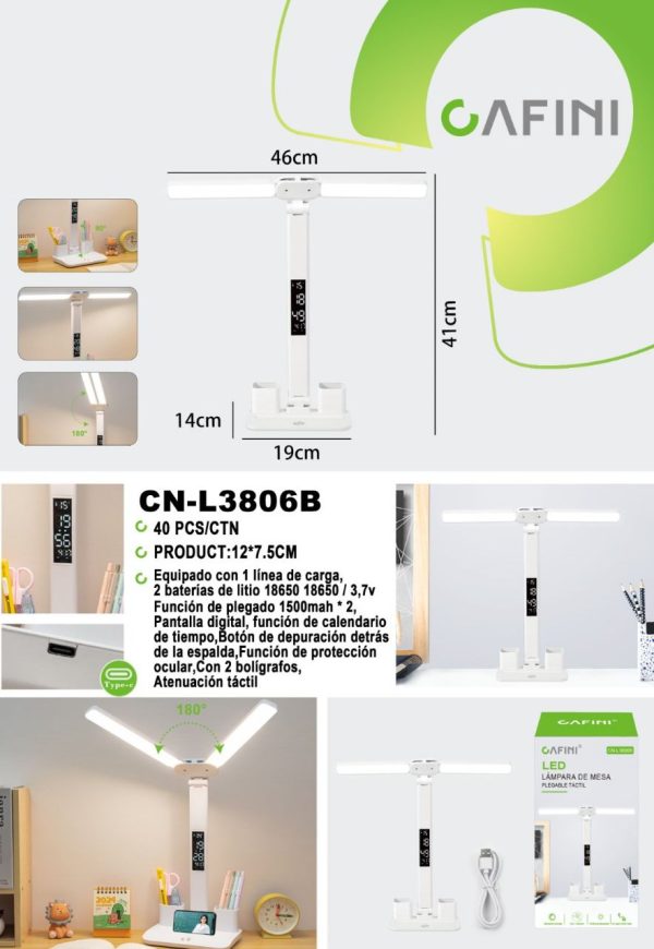 LAMPARA DE ESCRITORIO PLEGABLE TACTIL CAFINI - Imagen 3
