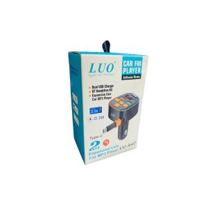 RECEPTOR BLUETOOTH TRANSMISOR FM Y CARGADOR TIPO C LUO